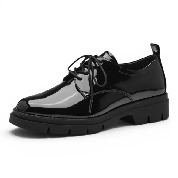 Tamaris BLACK PATENT – Elegantne crne lakirane cipele na nisku petu