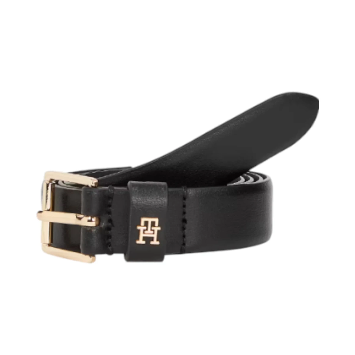 AW0AW17756-BDS TOMMY HILFIGER TH SQUARE 25 ZENSKI KOZNI REMEN CRNI GLATKA KOZA ZLATNA CETVRTASTA KOPCA